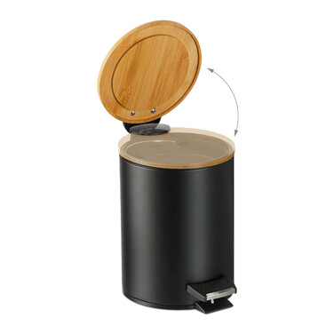 Relaxdays Bad Mülleimer 3 l mit Bambusdeckel