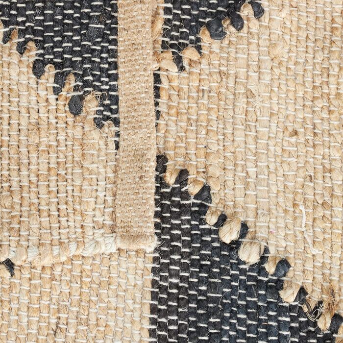Relaxdays Läufer, Zick-Zack Muster, 70 x 140 cm, Baumwolle und Jute, rutschhemmend, handgewebt, Teppich, schwarz/beige