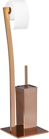 Relaxdays Stand WC Garnitur WIMEDO eckig HBT: 71 x 20 x 20 cm Toilettenbürstenhalter aus Edelstahl mit Lackierung Toilettenpapierhalter und Klorollenhalter als freistehende WC Bürstengarnitur, kupfer