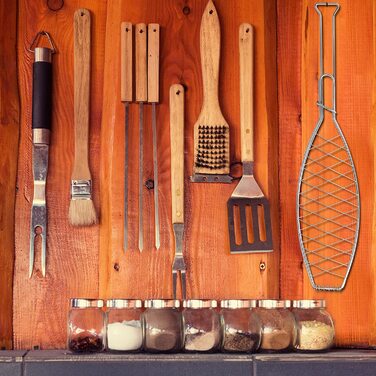 Relaxdays Fischbräter 3er Set, Edelstahl, mit Griff, 54 cm lang, Fischhalter zum Grillen, Grillguthalter Fisch, Silber