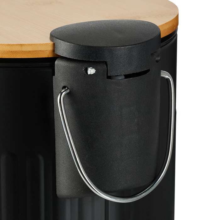 Relaxdays Bad Mülleimer 3 l mit Bambusdeckel