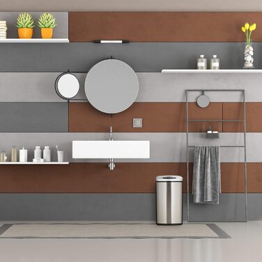 Relaxdays Sensor Mülleimer 12l, eckiger Abfalleimer mit Deckel & Inneneimer, Küche & Bad, Automatik Mülleimer, (Gold)
