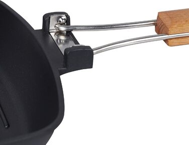 Relaxdays Grillpfanne, abnehmbarer Holzgriff, antihaftbeschichtet, BBQ Bratpfanne mit Rillen, Aluminium, schwarz, 5.5 x 51 x