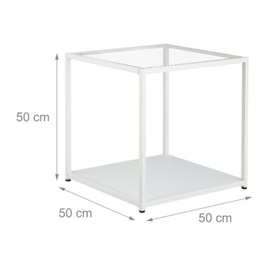 Relaxdays Beistelltisch Quader mit Glas
