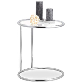 Relaxdays, Silber runder Beistelltisch, Metallgestell, Glasplatte, Wohnzimmertisch, Deko, Designer Tisch, HxD 53 x 45 cm, Standard