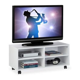 Relaxdays TV Board mit 4 Fächern rollbar
