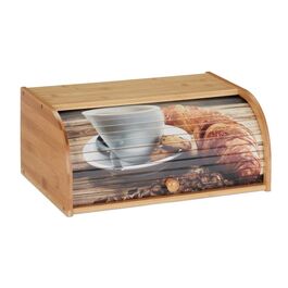 Relaxdays Brotkasten Bambus mit Rolldeckel