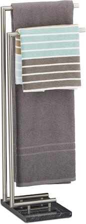 Relaxdays Handtuchhalter PIERRE, freistehend, Marmor, 84x34x30 cm, schwarz