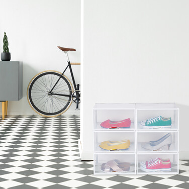 Relaxdays 6er Set Schuhboxen stapelbar