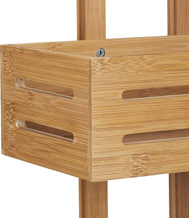 Relaxdays Duschregal Bambus H x B x T: 65 x 28 x 15,5 cm Duschablage aus Holz als Hängeregal Dusche mit 3 Ablagen Duschkorb als Badregal zum Hängen und rostfreier Badschrank sowie Badablage, natur