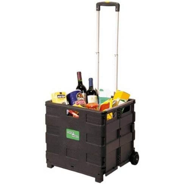 Relaxdays Einkaufstrolley, Klappbar, Einkaufsroller bis 35 kg, Verstellbarer Griff, Mit Rollen, HBT: ca. 100 x 42 x 37 cm, sc