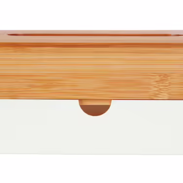 Relaxdays Weiße Tücherbox mit Bambus-Deckel