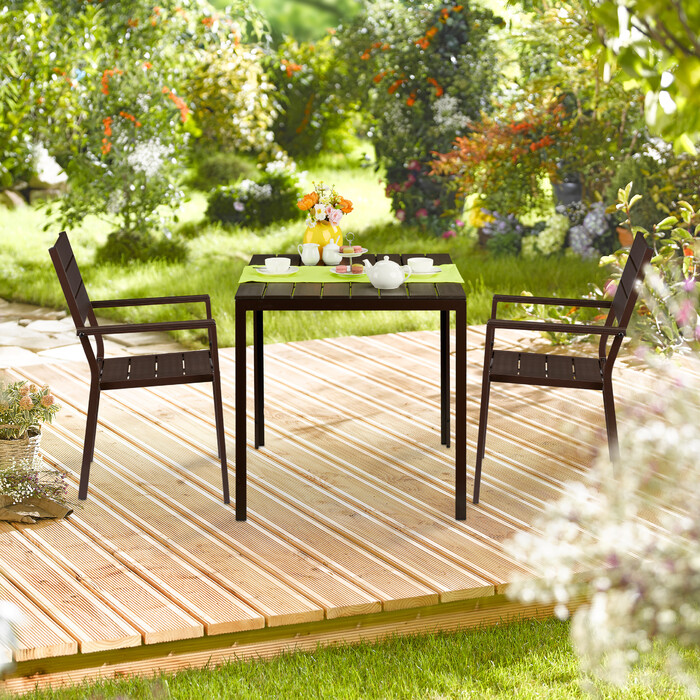 Relaxdays Quadratischer Gartentisch Holzoptik
