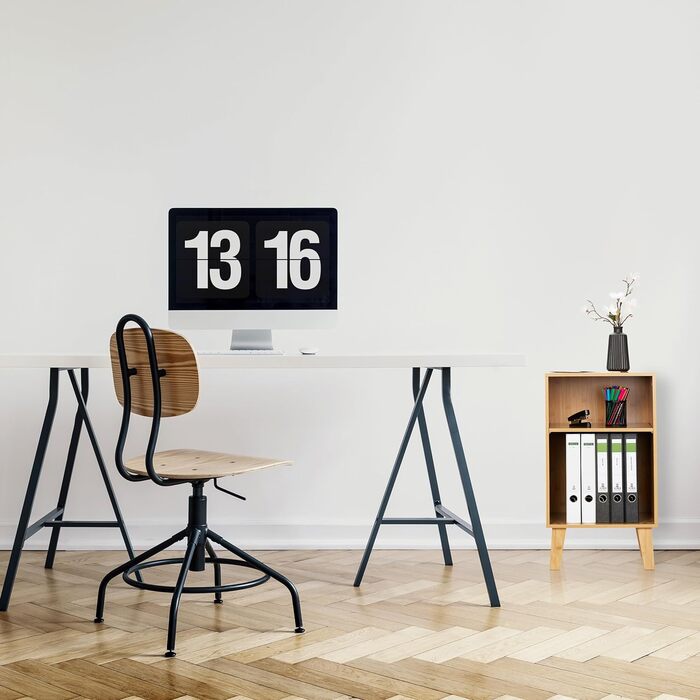 Relaxdays Bücherregal, 2 Fächer, offener Schrank HBT 70 x 40 x 35 cm, höhenverstellbarer Einlegeboden, Standregal, Natur, Bambus, Faserplatte