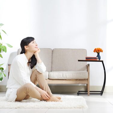 Relaxdays Beistelltisch Industrial Design, C-Form, HBT 58,5 x 47,5 x 25 cm, Tisch für Couch & Bett, Metall & MDF, braun