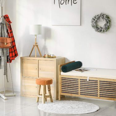 Relaxdays Sitzhocker mit Stauraum, Bambus, 46x50,5x50 cm, natur