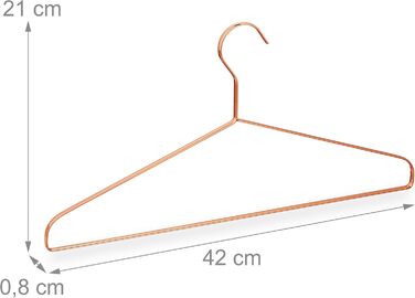 Relaxdays Kleiderbügel 12er Set, für Hemden, Jacken & Hosen, platzsparend, Metall, 42 cm, kupfer