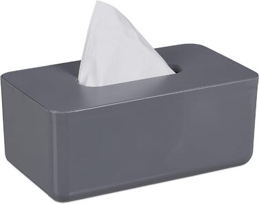 Relaxdays Tücherbox Bambus Deckel, Bad, Taschentuchbox, modernes Design, 10x23x13 cm, Kunststoff, grau