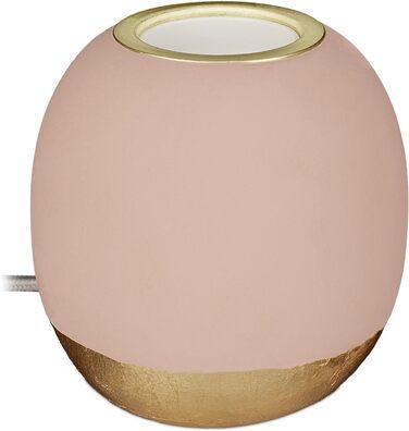 Relaxdays Dekoleuchte Beton, Tischlampe ohne Schirm, HxD 9 x 9 cm, E27 Fassung, langes Kabel, runde Betonlampe, (Rosa)
