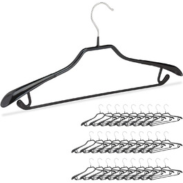 Relaxdays 20er Set rutschfeste Metall-Kleiderbügel für Anzüge, 45 cm, Schwarz