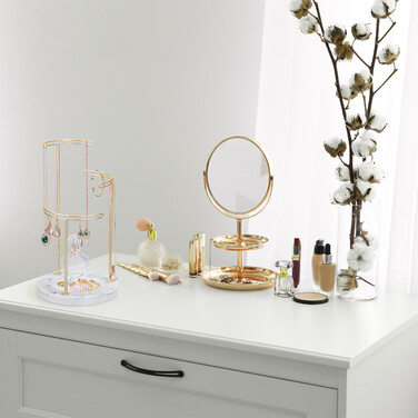 Relaxdays Schmuckständer Marmor gold