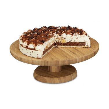 Relaxdays Tortenplatte Bambus Ø 33 cm