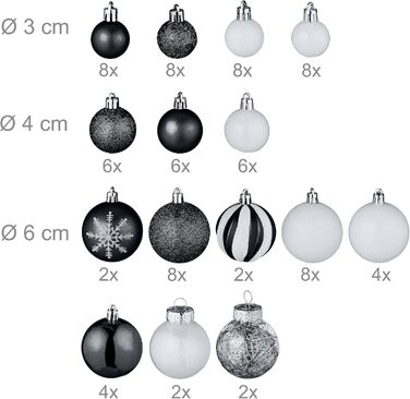 Relaxdays Weihnachtskugeln 101er Set, Kunststoff, Baumdeko mit Kugeln & Spitze, rosa/weiß (Schwarz)