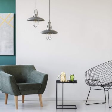 Relaxdays Beistelltisch, eckiger Seitentisch in C-Form, für Couch & Bett, Metall & Holz, HBT: 59,5 x 30 x 45 cm, schwarz