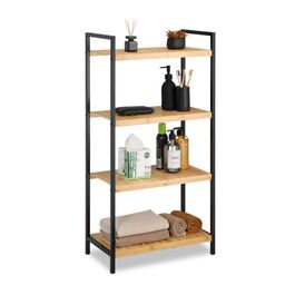 Relaxdays Regal Bambus + Stahl  4 Ablagen