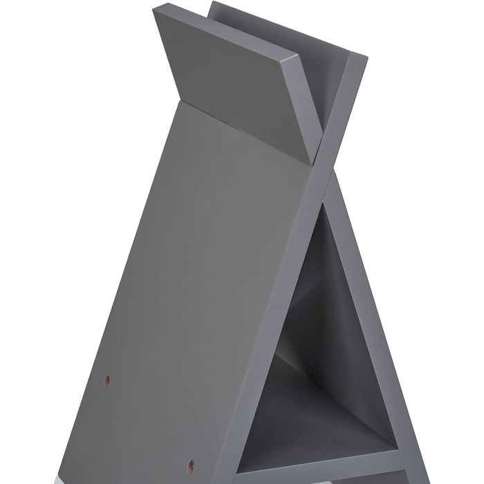 Relaxdays Kinderregal Tipi, 4 Fächer, Bücherregal Kinder, H x B x T: 107 x 76 x 27 cm, Kinderzimmer Regal, weiß/grau