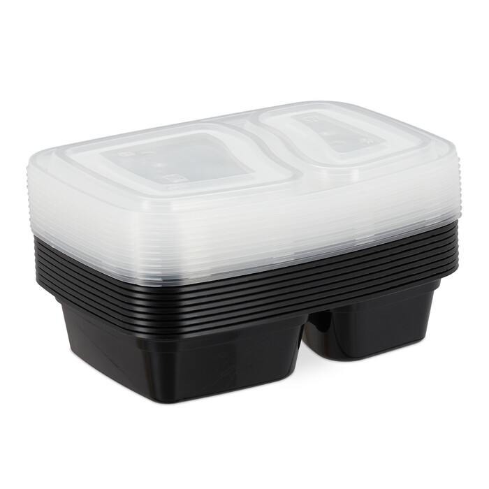 Relaxdays 10er Set Meal Prep Boxen 2 Fächer