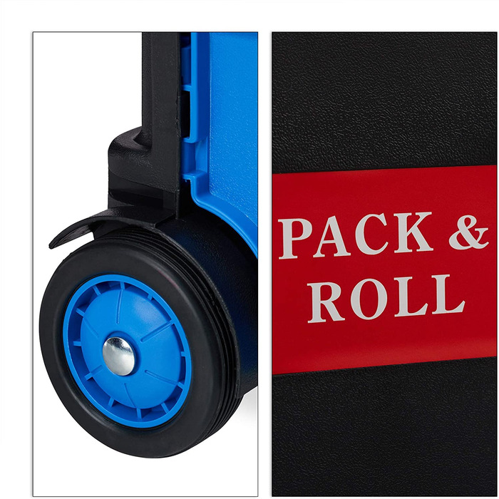 Relaxdays Einkaufstrolley klappbar, Teleskop-Griff, 2 Gummi Rollen, bis 35 kg, Shopping Trolley, Aluminium, ABS, blau