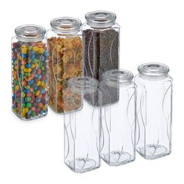 Relaxdays 6er Set Vorratsgläser mit Deckel 1650 ml