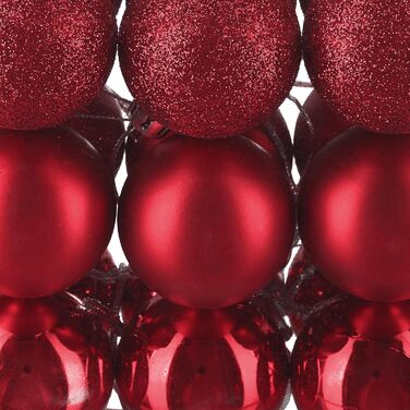 Relaxdays 150er Set Weihnachtskugeln, glitzernd, matt & glänzend, Kunststoff, ∅ 3, 4 & 6 cm, Rot