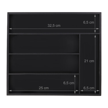 Relaxdays Schwarzer Besteckkasten 5 Fächer