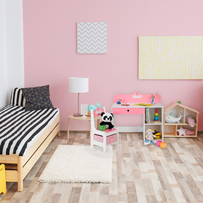 Relaxdays Kinder Schreibtisch und Stuhl Schwan