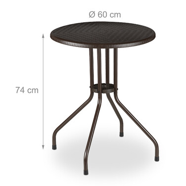 Relaxdays Gartentisch rund braun