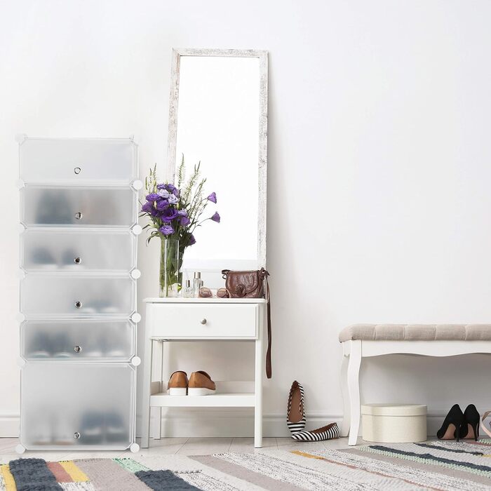 Relaxdays Schuhschrank 12 Fächer, 108x94x37 cm, Weiß