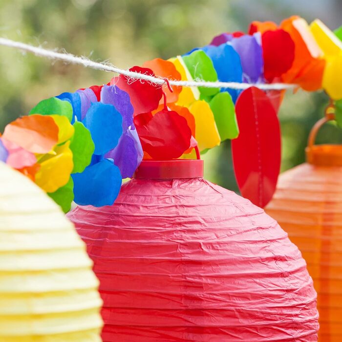 Relaxdays LED Lampions, 10 Stk, batteriebetrieben, Ø 20cm, für drinnen & draußen, mehrfarbig