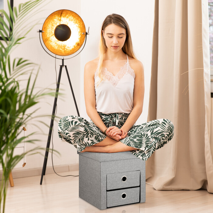 Relaxdays Sitzhocker mit Stauraum 2 Schubladen
