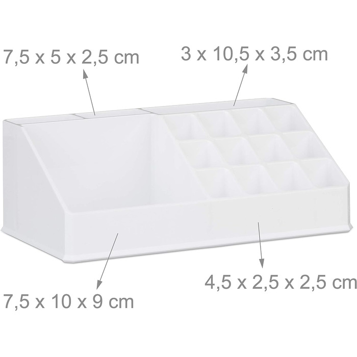 Relaxdays Make Up Organizer klein, 2-teilige Schminkaufbewahrung mit Schubladen, stapelbares Kosmetikregal,  1 Stück (Weiß)
