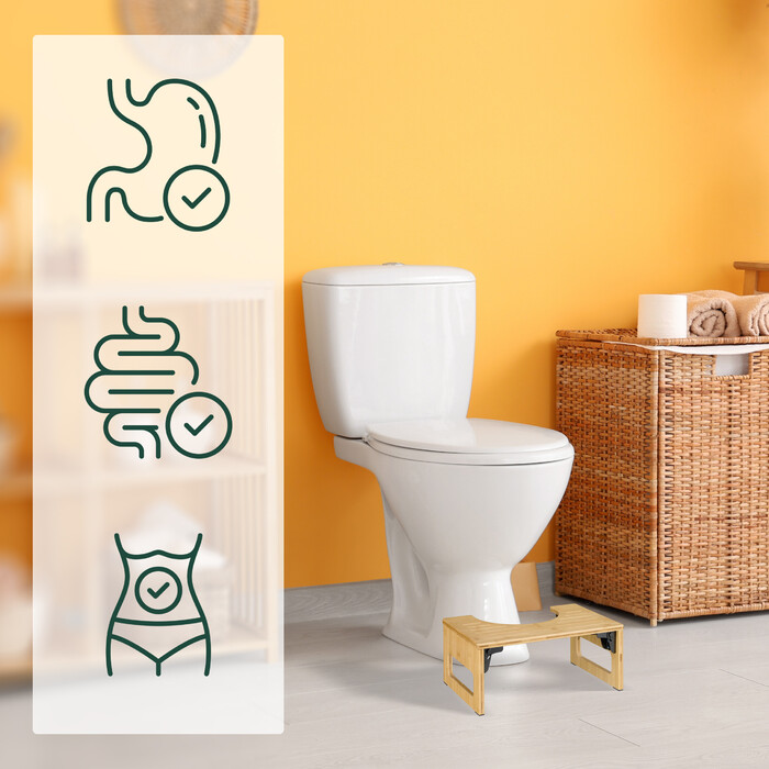 Relaxdays Klappbarer Toilettenhocker aus Bambus
