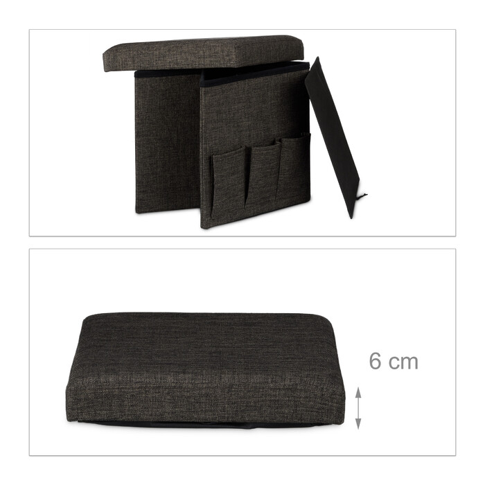 Relaxdays Faltbarer Sitzhocker mit Taschen Leinen