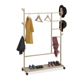Relaxdays Kleiderständer Bambus rollbar