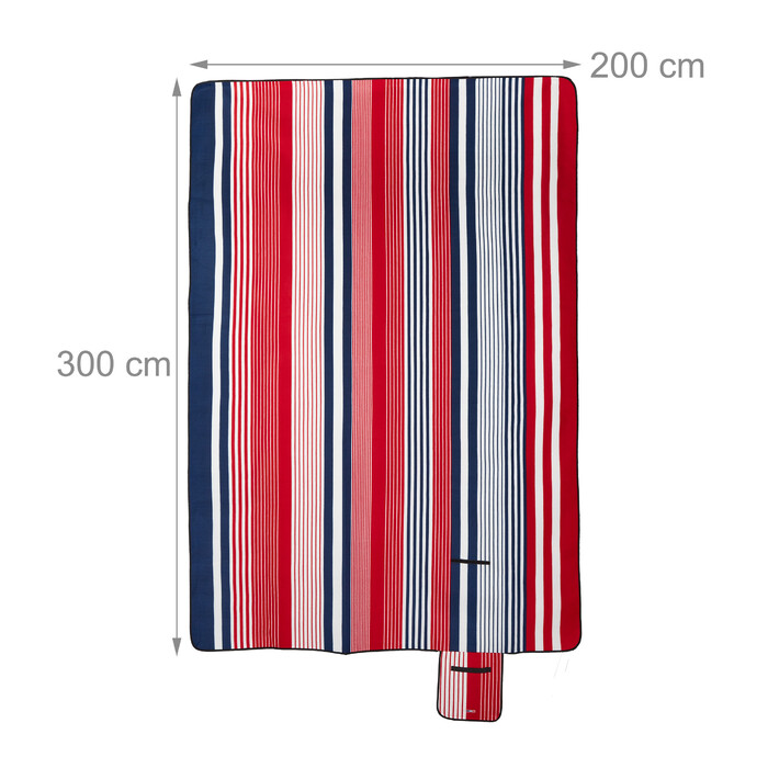 Relaxdays XXL Picknickdecke 200x300 cm gestreift