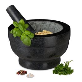 Relaxdays Granit Mörser mit Stößel 20 cm