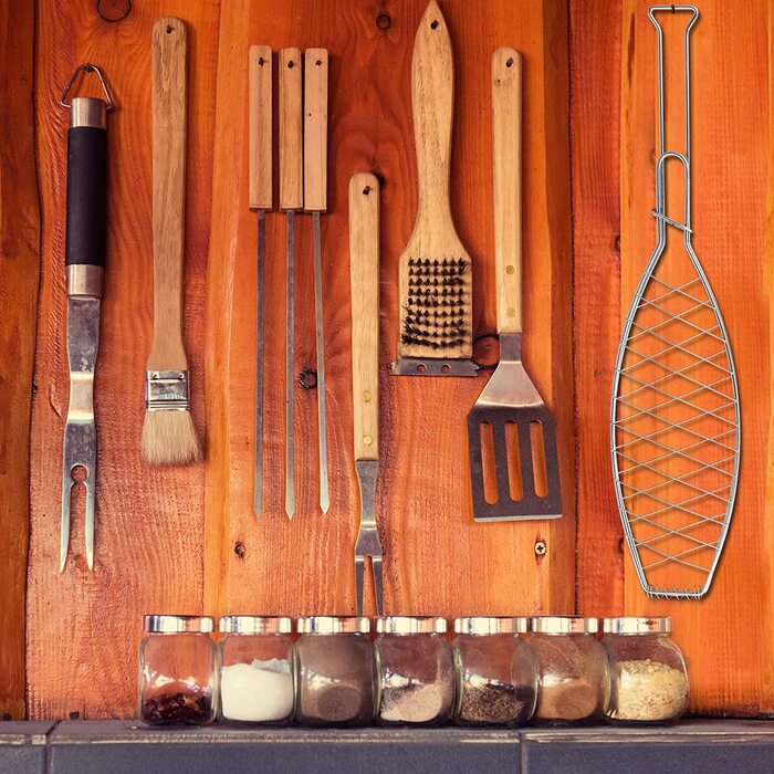 Relaxdays Fischbräter 3er Set, Edelstahl, mit Griff, 54 cm lang, Fischhalter zum Grillen, Grillguthalter Fisch, Silber