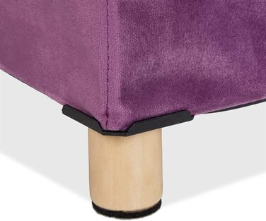 Relaxdays Samthocker mit Stauraum, Tablett im Deckel, Holzbeine, 35x38x38 cm, Mauve