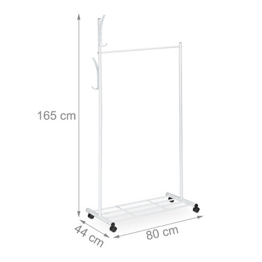 Relaxdays Weiße Garderobe mit Rollen