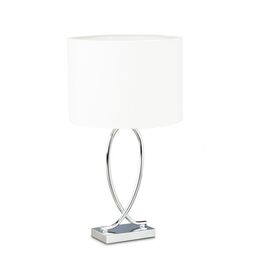 Relaxdays Tischlampe silber mit Schirm